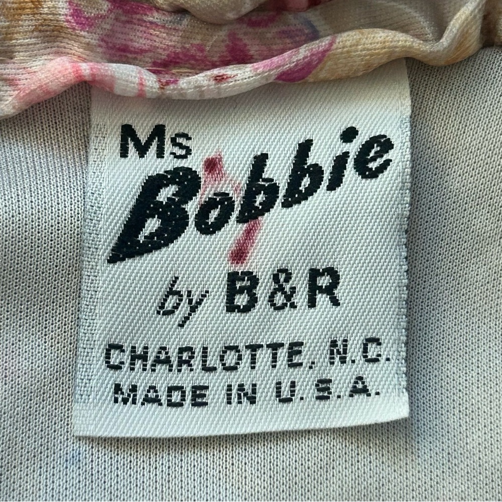 VTG 80s MS BOBBIE Ruffle Floral Blouse - Picture 5 of 5